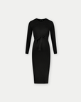 Kleid Strickgürtel Lange Ärmel | Schwarz