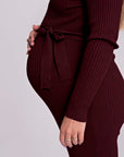 Dress Knit Belt long Sleeves | Burgundy