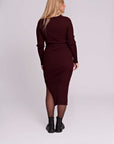 Dress Knit Belt long Sleeves | Burgundy