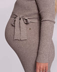Kleid Strickgürtel Lange Ärmel | Sand