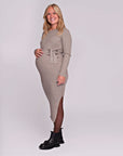 Kleid Strickgürtel Lange Ärmel | Sand