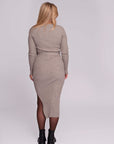 Kleid Strickgürtel Lange Ärmel | Sand