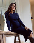Dress Knit Belt long Sleeves | Navy Blue