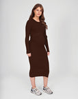 Dress Knit Belt long Sleeves | Brown