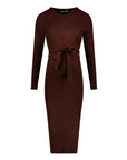 Dress Knit Belt long Sleeves | Brown