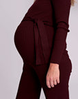 Shirt Knit Belt Long Sleeves | Burgundy