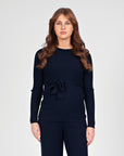 Shirt Knit Belt Long Sleeves | Navy Blue