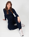 Shirt Knit Belt Long Sleeves | Navy Blue