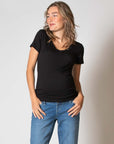 Shirt V-neck sh.sl. EcoVero | Black