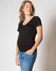 Shirt V-neck sh.sl. EcoVero | Black