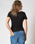 Shirt V-neck sh.sl. EcoVero | Black