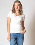 Shirt V-neck sh.sl. EcoVero | Off White