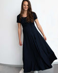 Lange jurk voor borstvoeding EcoVero | Marineblauw