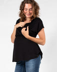 Top Nursing Sleeveless Pleated EcoVero | Black