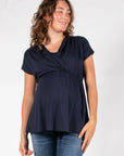 Top Nursing Sleeveless Pleated EcoVero | Navy