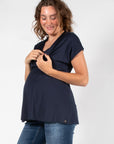 Top Nursing Sleeveless Pleated EcoVero | Navy