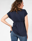 Top Nursing Sleeveless Pleated EcoVero | Navy