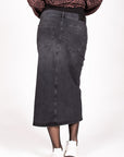 Long Skirt Denim Split | Charcoal