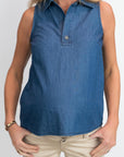 Blouse Denim Sleeveless | Stone Wash