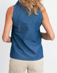 Blouse Denim Sleeveless | Stone Wash