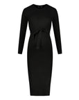 Kleid Strickgürtel Lange Ärmel | Schwarz