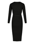 Kleid Strickgürtel Lange Ärmel | Schwarz