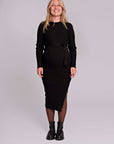 Dress Knit Belt Long Sleeves | Black