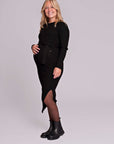 Dress Knit Belt Long Sleeves | Black