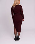 Dress Knit Belt long Sleeves | Burgundy