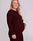 Dress Knit Belt Long Sleeves | Burgundy