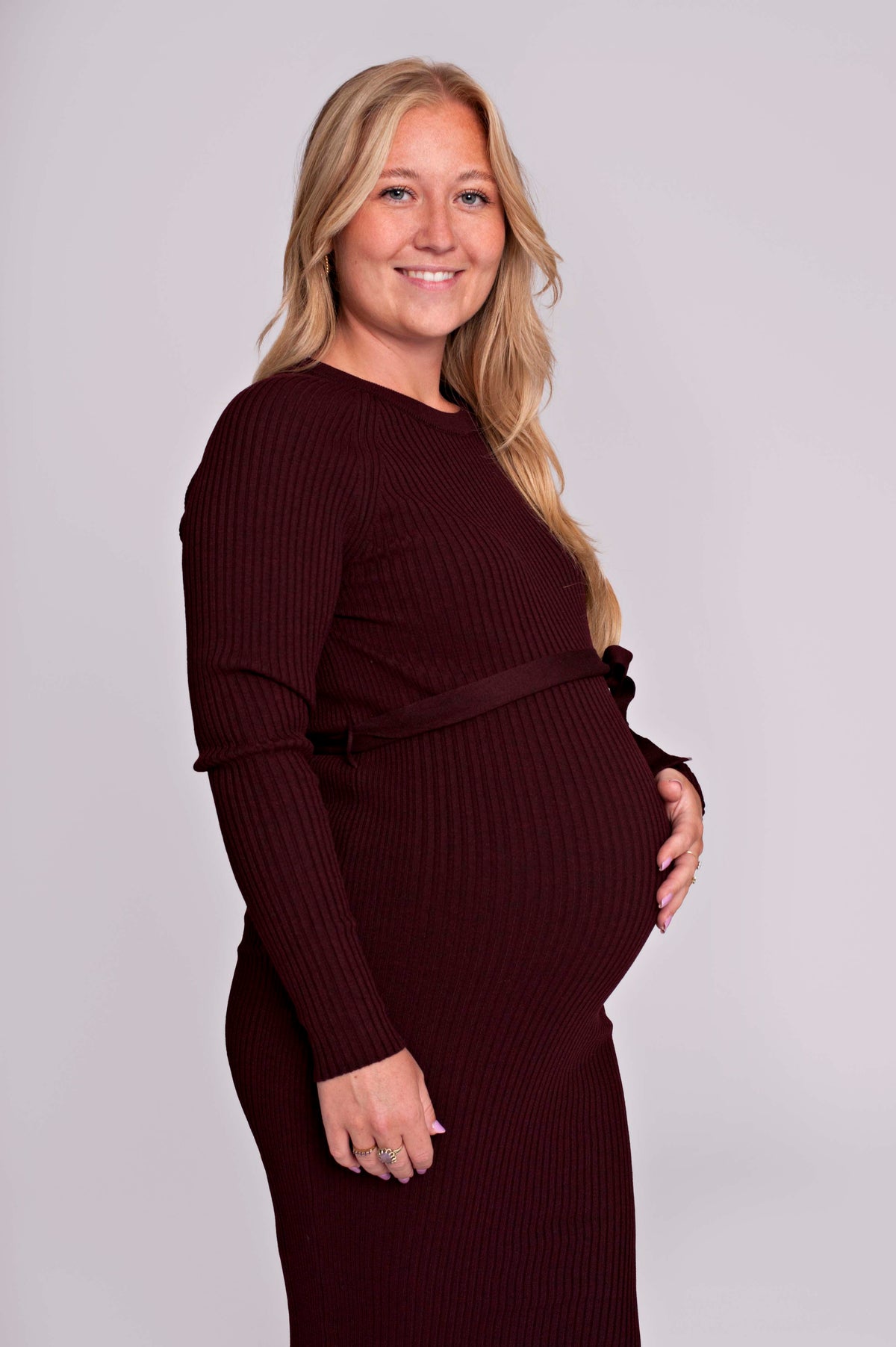 Dress Knit Belt long Sleeves | Burgundy