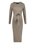 Kleid Strickgürtel Lange Ärmel | Sand