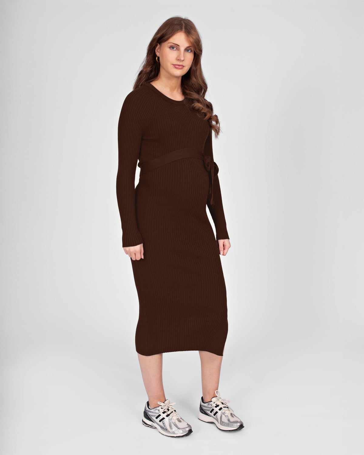 Dress Knit Belt long Sleeves | Brown