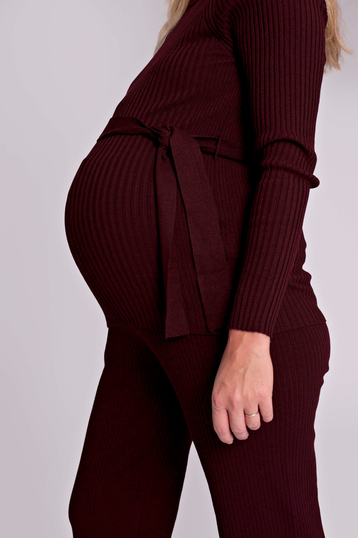 Shirt Knit Belt Long Sleeves | Burgundy