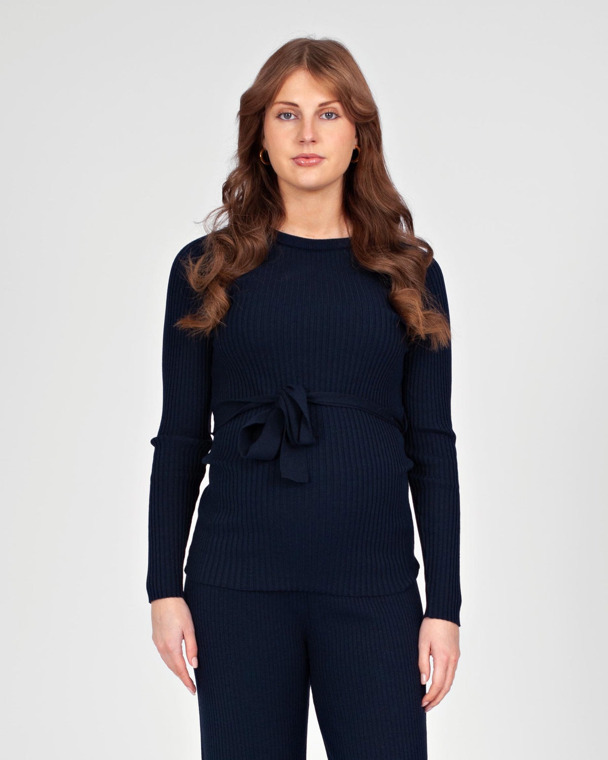 Shirt Knit Belt Long Sleeves | Navy Blue