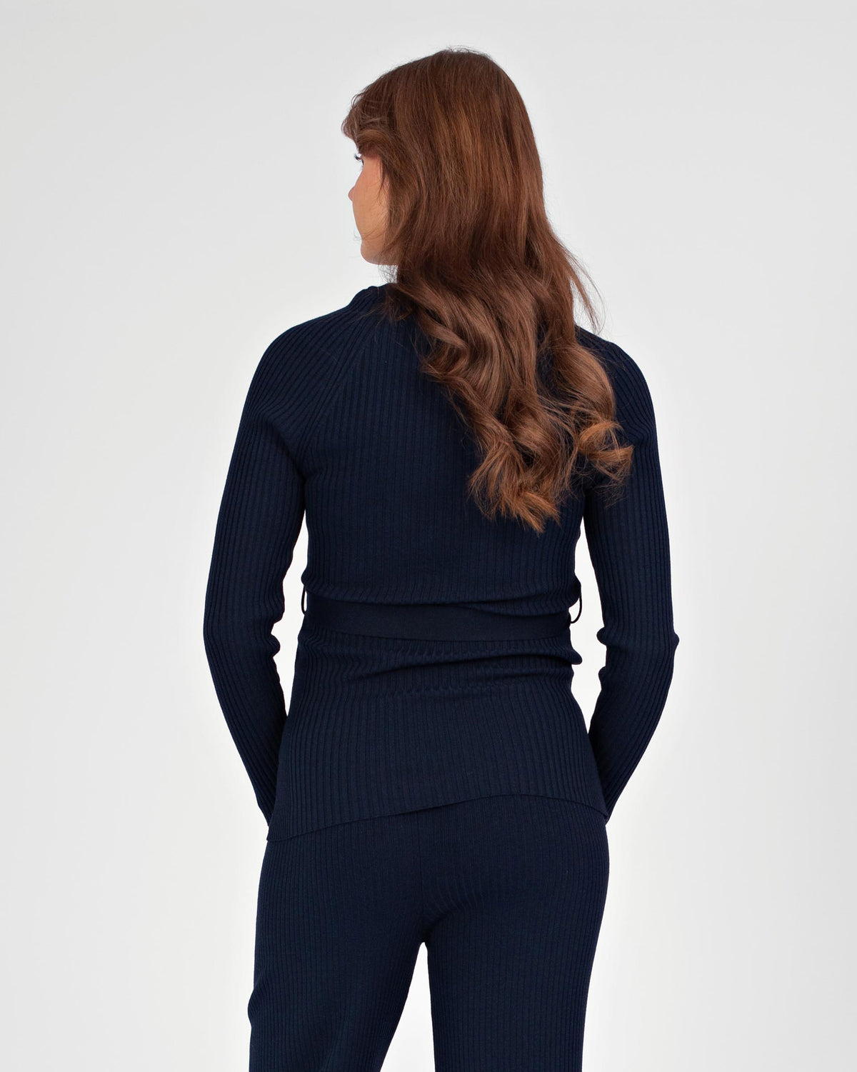 Shirt Knit Belt Long Sleeves | Navy Blue