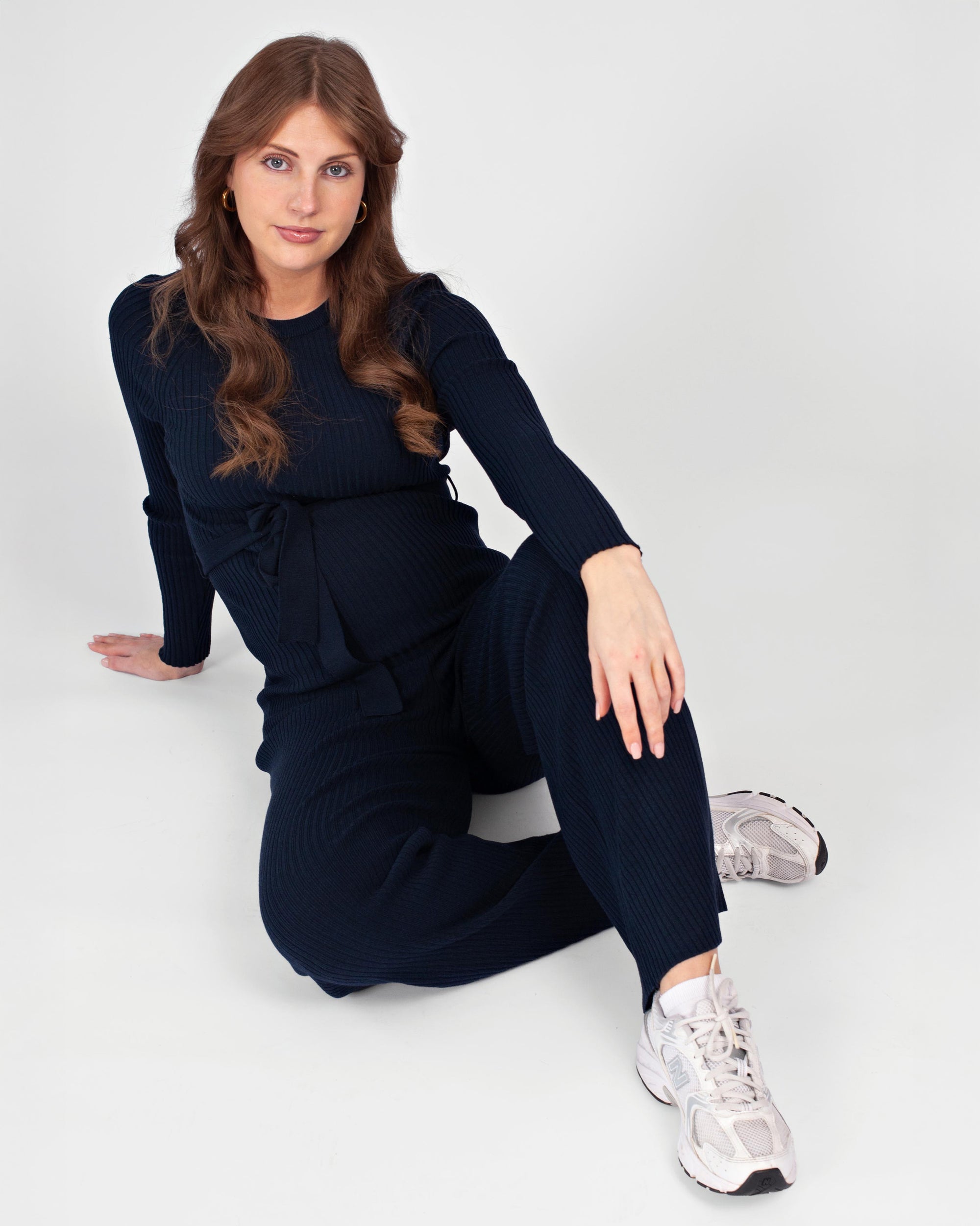 Shirt Knit Belt Long Sleeves | Navy Blue