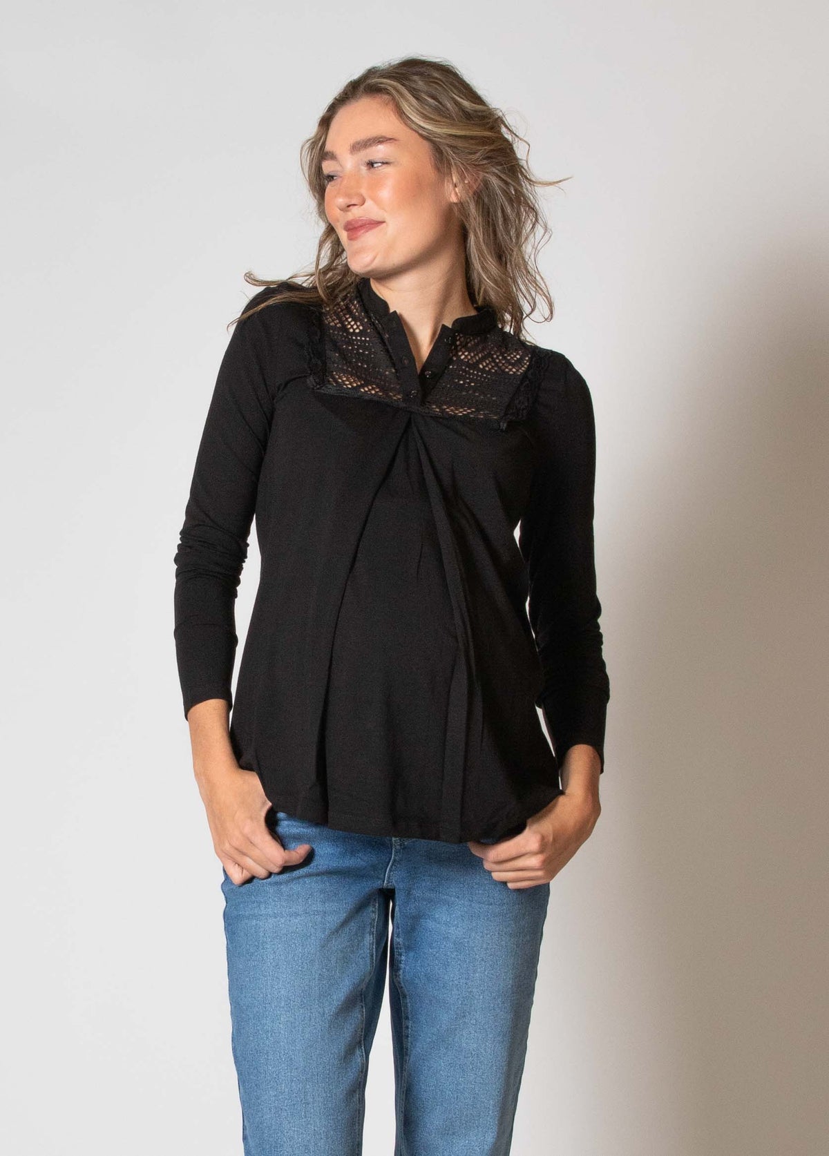 Shirt l.sl Nursing Ecovero | Black