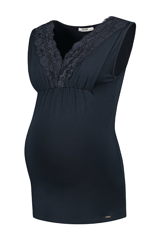 Top Nursing Tencel Lace | Navy