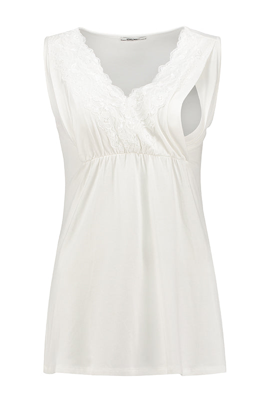 Top Nursing Tencel Lace | Off White