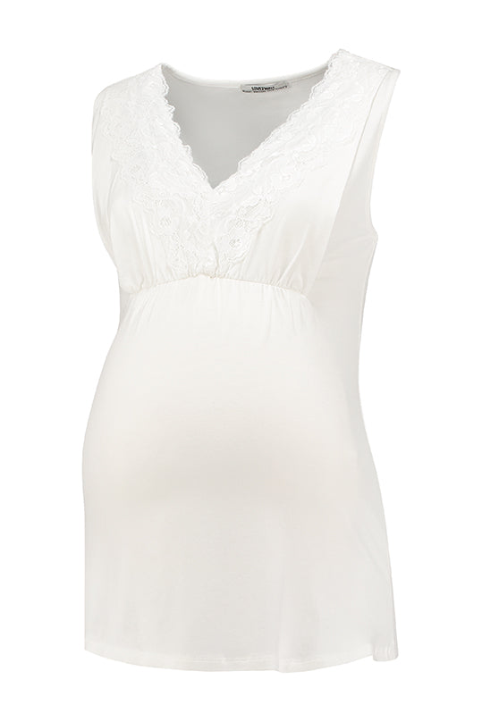 Top Nursing Tencel Lace | Off White
