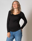 Shirt V-neck l.sl. Ecovero | Black