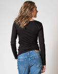 Shirt V-neck l.sl. Ecovero | Black