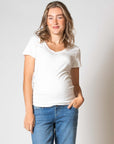 Shirt V-neck sh.sl. EcoVero | Off White