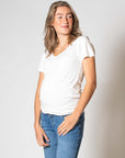 Shirt V-neck sh.sl. EcoVero | Off White