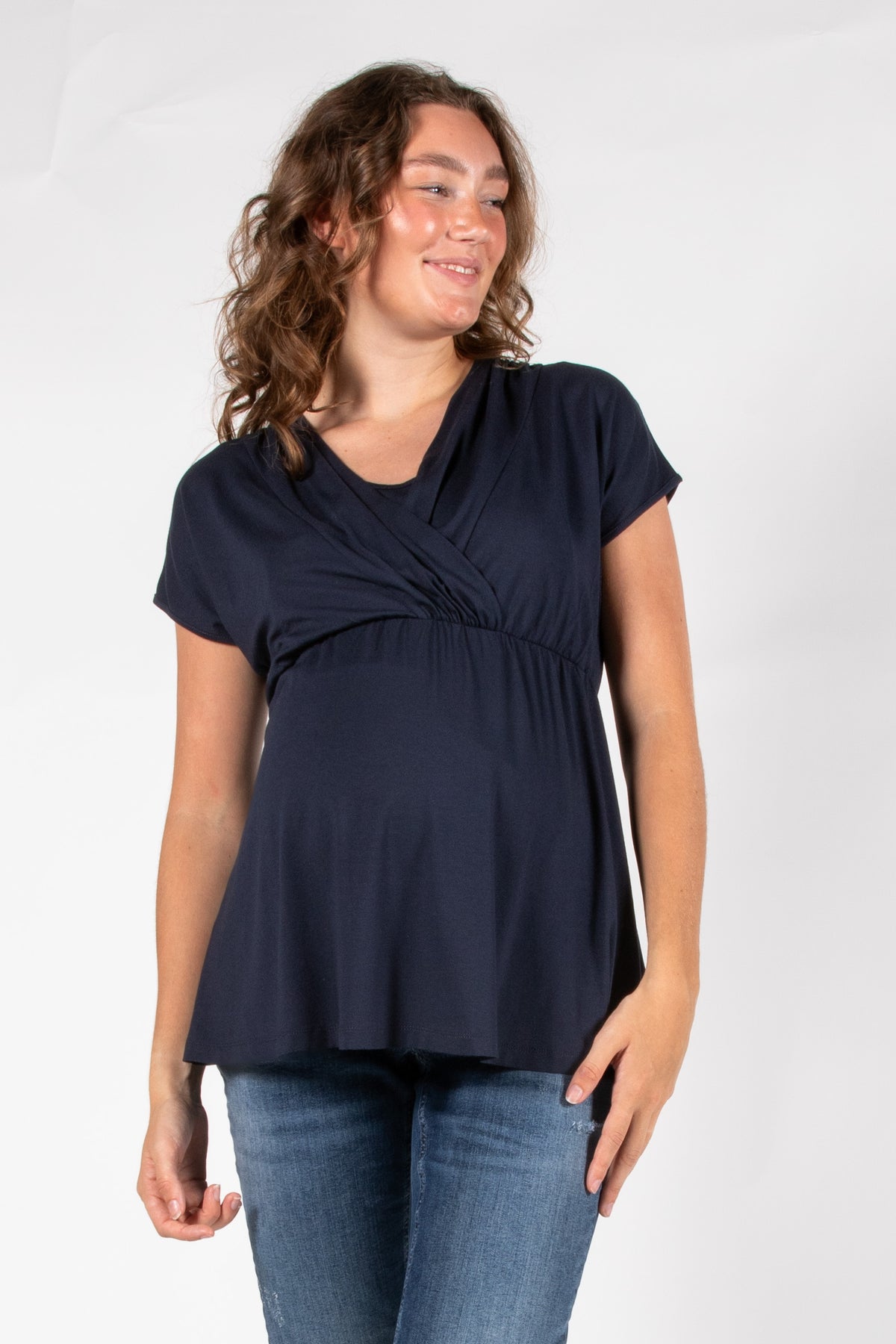 Top Nursing Sleeveless Pleated EcoVero | Navy