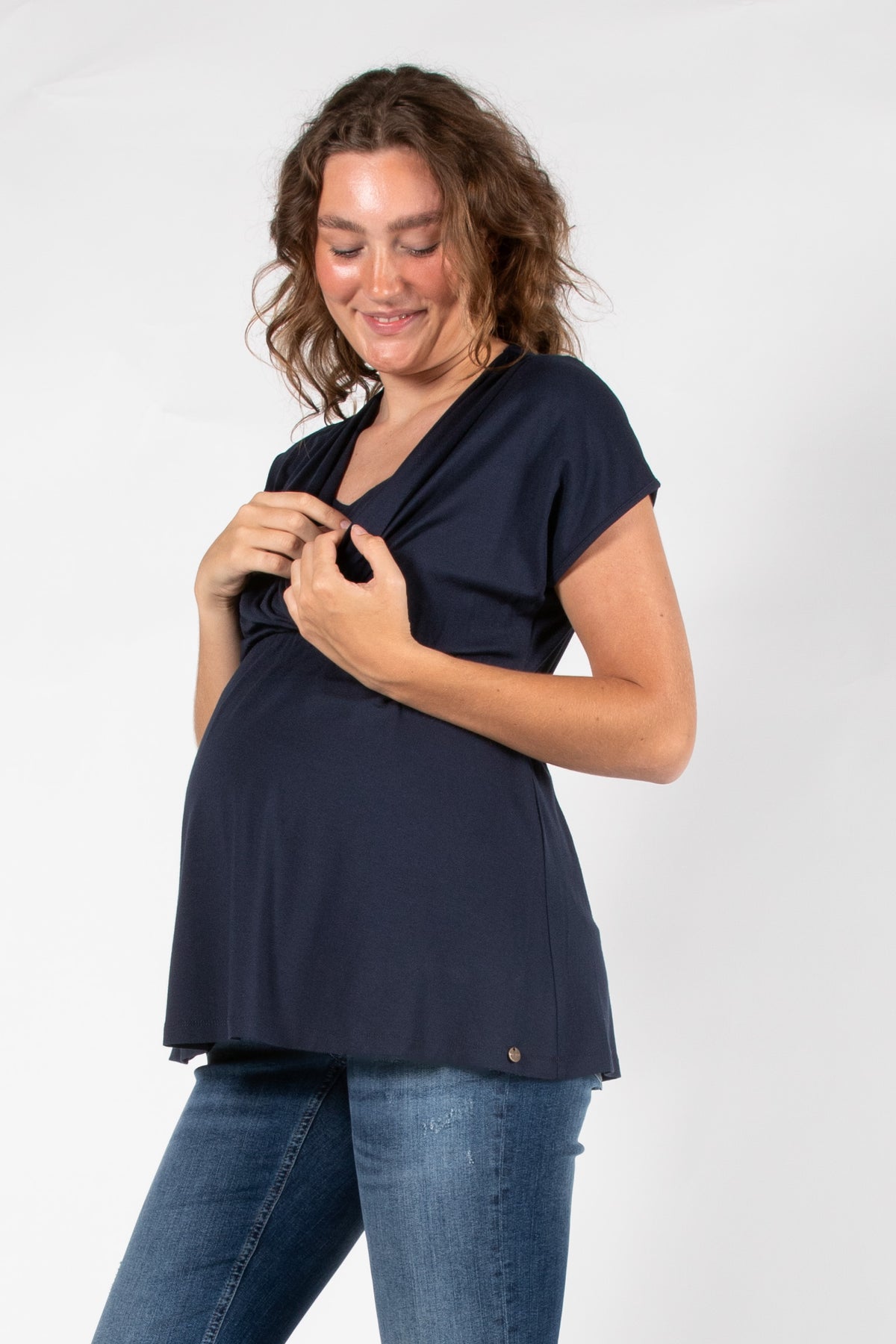 Top Nursing Sleeveless Pleated EcoVero | Navy