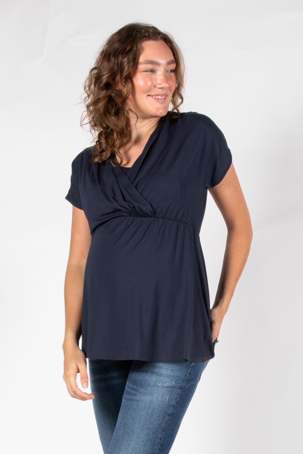 Top Nursing Sleeveless Pleated EcoVero | Navy