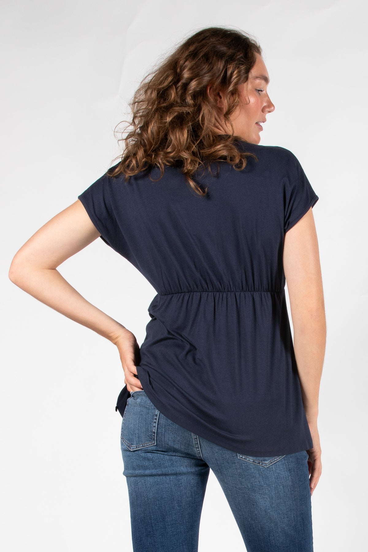Top Nursing Sleeveless Pleated EcoVero | Navy