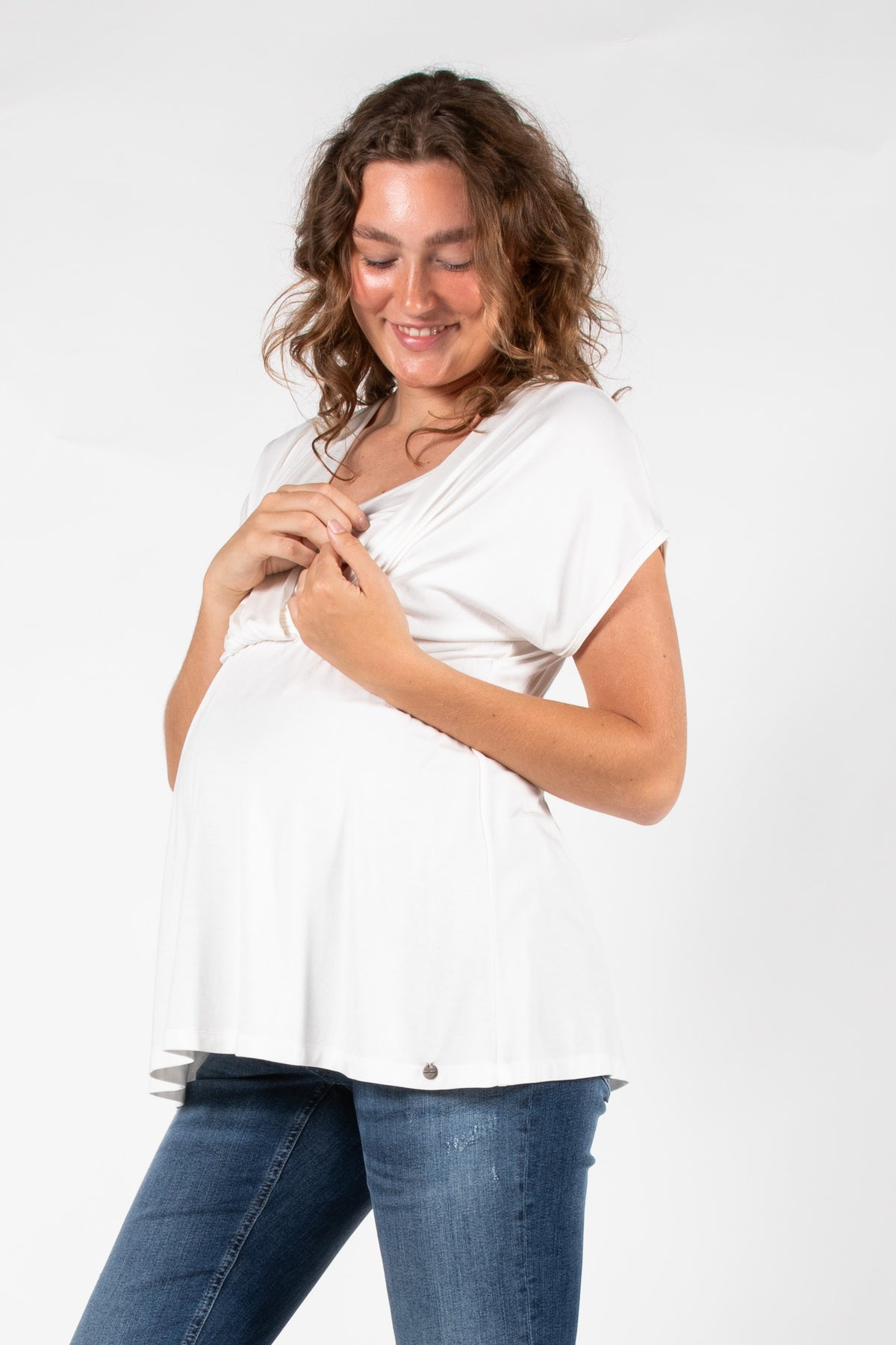 Top Nursing Sleeveless Pleated EcoVero | Off White